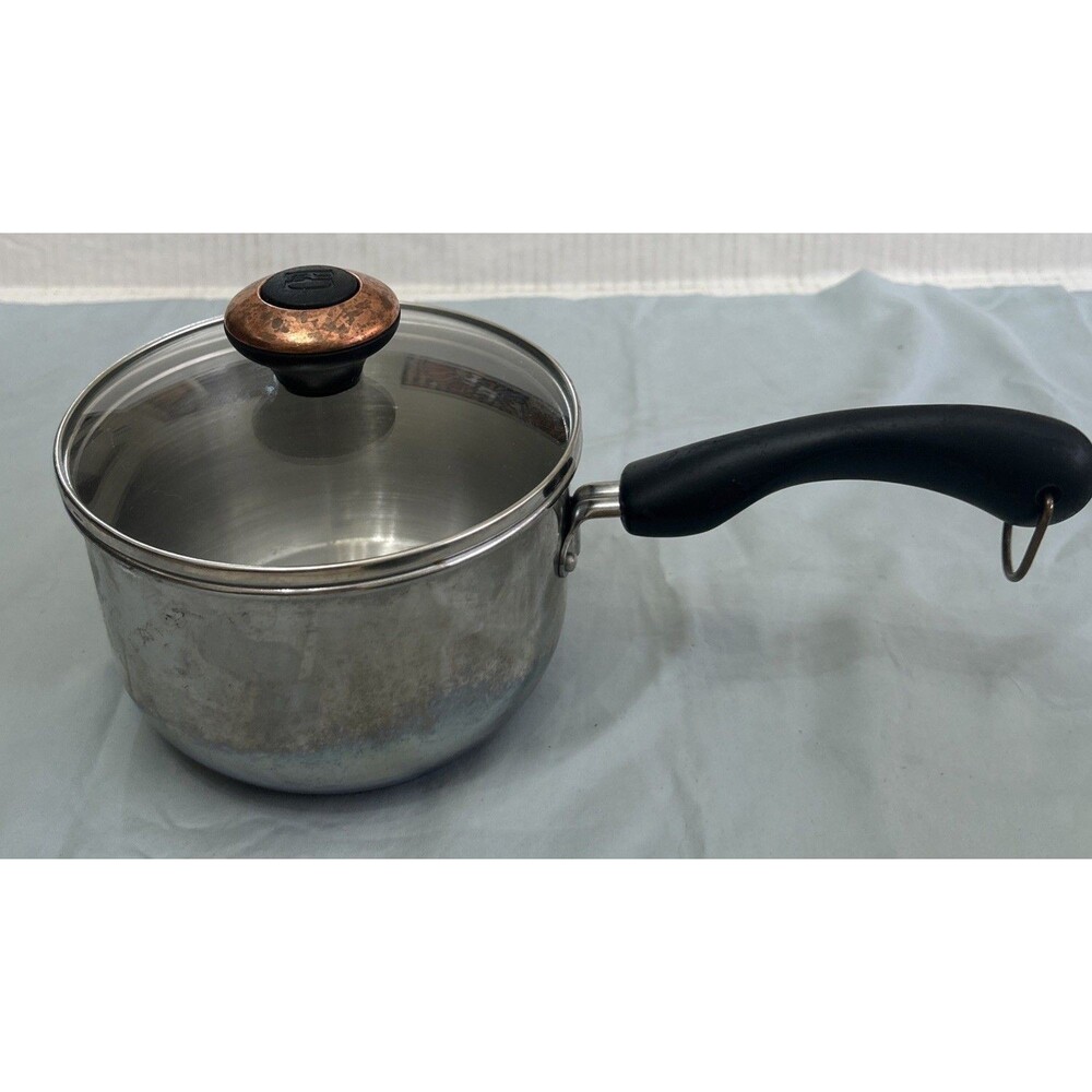Paula Deen Signature 2 Qt Stainless Steel Saucepan Copper Bottom with Glass Lid